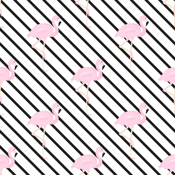 Achtergrond met diagonale streep en flamingo 's — Stockvector