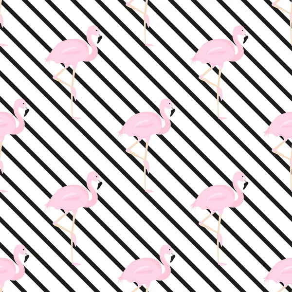 Fondo con franja diagonal y flamencos — Vector de stock