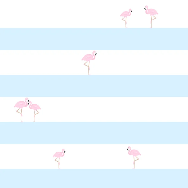 Schattig flamingo en blauwe strepen — Stockvector