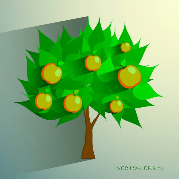 Apple tree isolated on White background. Vector illustration — Stock Vector