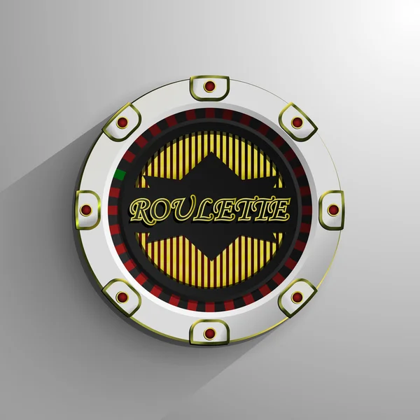 Witte en rode roulette chip geïsoleerd op lichte achtergrond, vectorillustratie — Stockvector