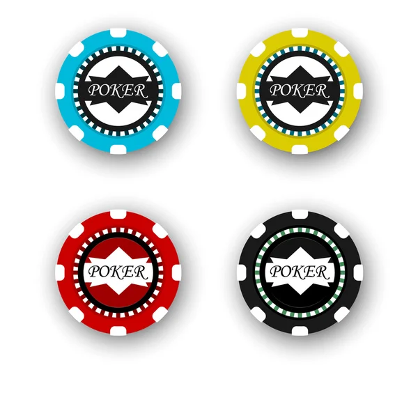 Four poker chips isolated on white background — Stock Vector