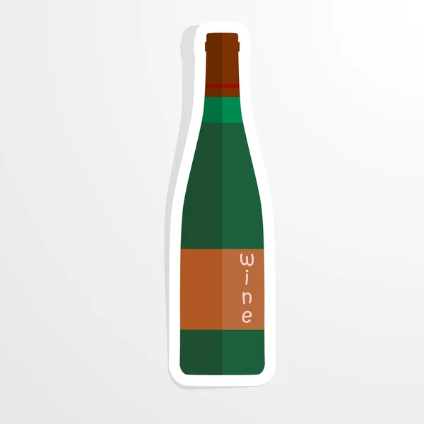 Botella de vino en el papel - ilustración vectorial — Vector de stock