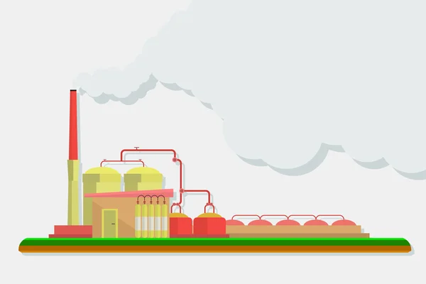 Edificios industriales de fábrica ambientados en estilo de diseño plano — Vector de stock