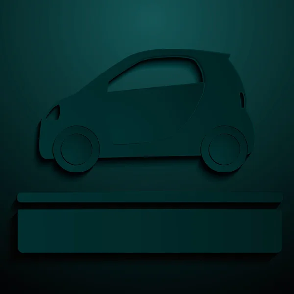 自動車販売のための抽象的な記号。様式化されたシルエット車とシンプルなイラスト。背景には、テキスト ボックスの表示 — ストックベクタ