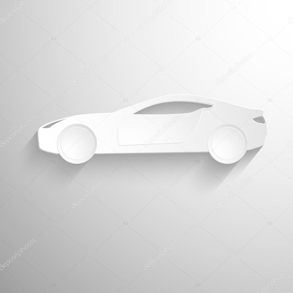 Cut paper forms a sport car silhouette.