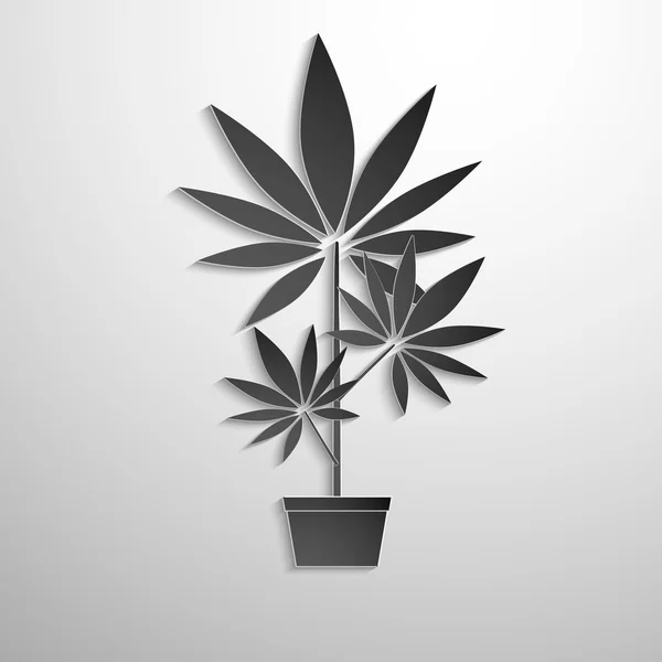 Symbool van het kweken van marihuana gesneden zwart papier. — Stockvector