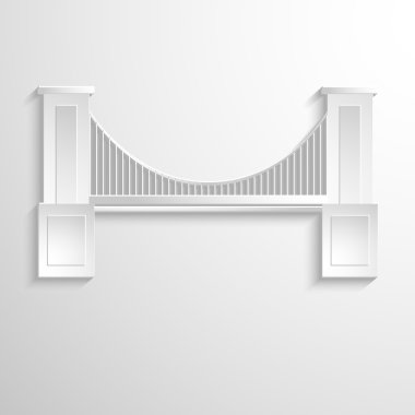 Beyaz Kağıt arka plan üzerinde köprü soyut siluet.