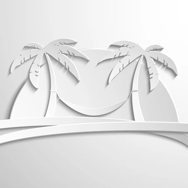 Palma de papel en la isla en el mar. Ilustración vectorial diseño de plantilla moderna . — Vector de stock
