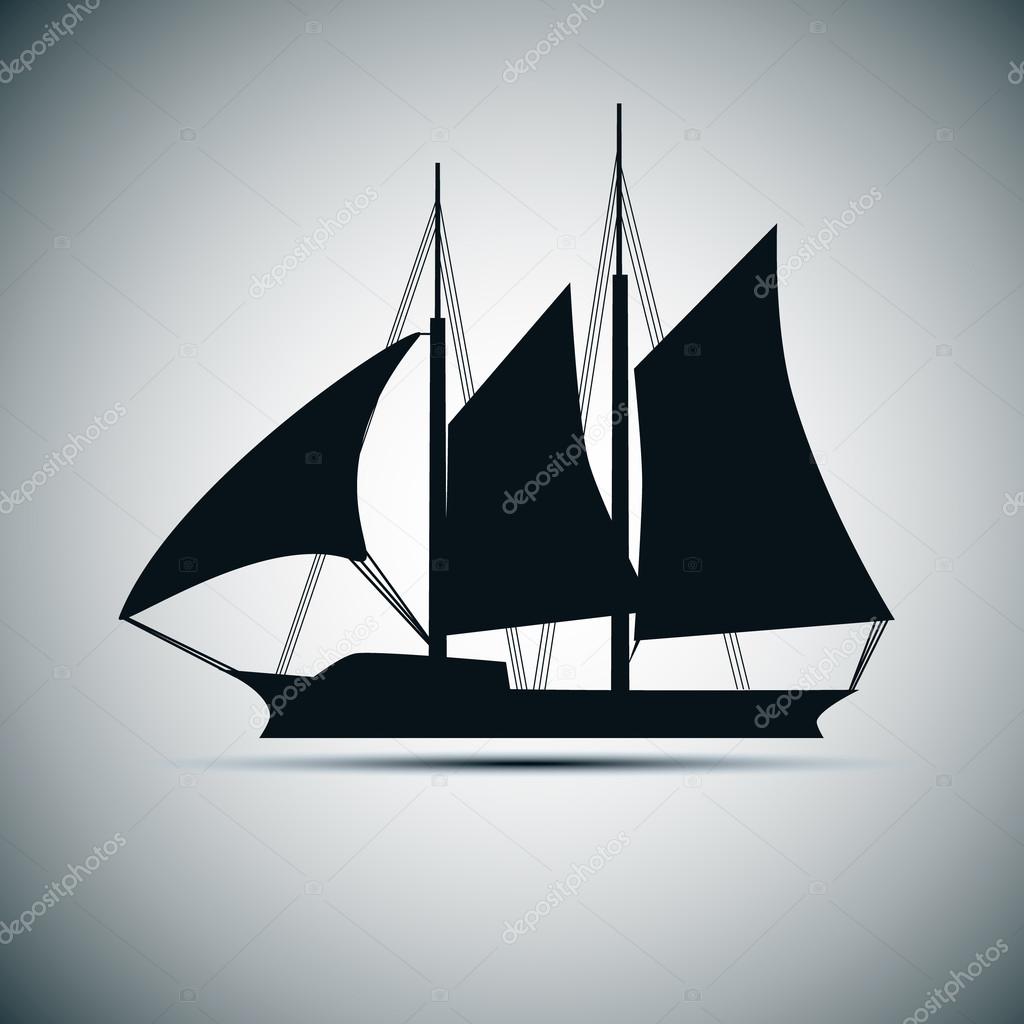 Vector silhouette of ship