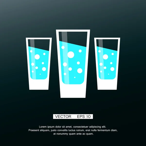 Un vaso de agua. Icono plano con sombra larga . — Vector de stock