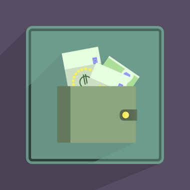 Çanta. Beyaz arka plan üzerinde tek düz simge. Vektör çizim.