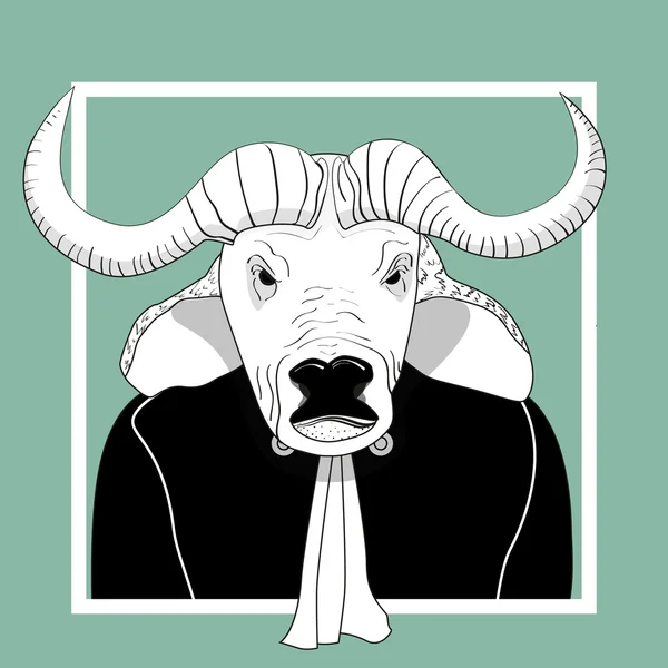 Sketch Bull Man Judge. Ilustración vectorial — Archivo Imágenes Vectoriales