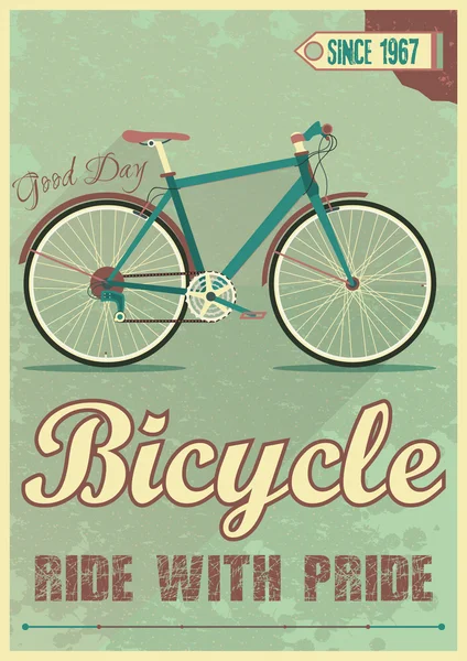 Vector poster with the bike in grunge style. — Stock Vector