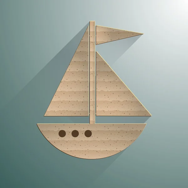 Яхта плоская квадратная икона с длинными тенями . — стоковый вектор