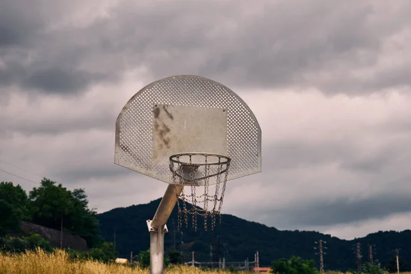 Metal Basketball Baskets Abandoned Nature Surrounded Forests — Stock Photo, Image