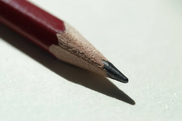 Close Red Wooden Pencil Placed Diagonally White Surface — Stock Photo, Image
