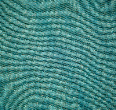 Örülmüş kumaş dokusu tuval arkaplan resmi, turkuaz rengi, el örgüsü, dikiş.
