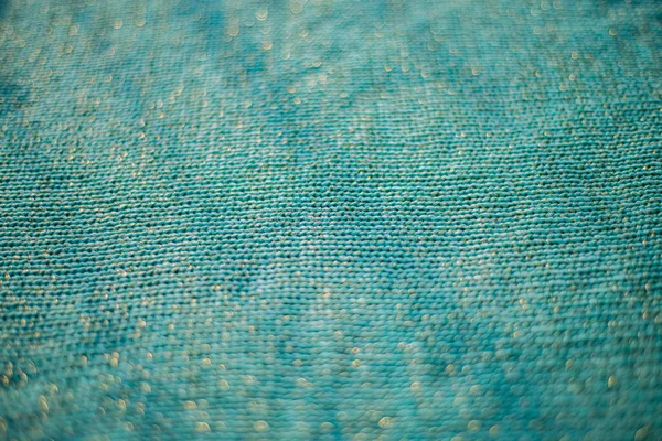 Strickstoff Textur Leinwand Hintergrundbild Türkisfarbene Farbe Handstricken Handarbeit — Stockfoto