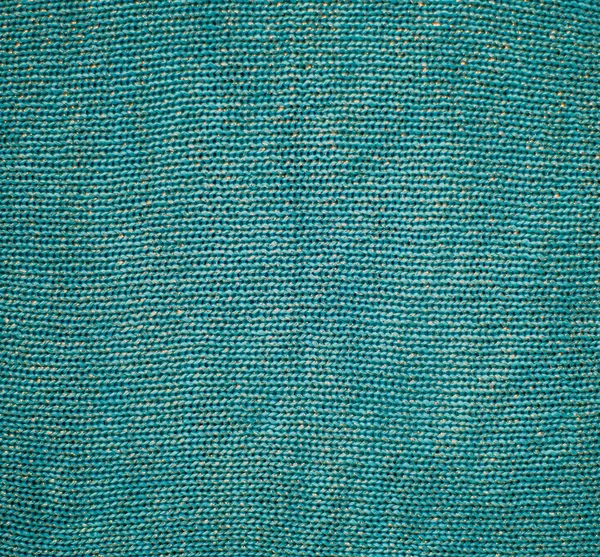 ニット生地のテクスチャキャンバスの背景画像 ターコイズ色 手編み 針仕事 — ストック写真