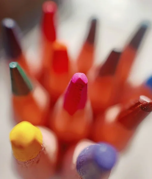 Crayons Couleur Gros Plan Super Macro Graphite Bois — Photo