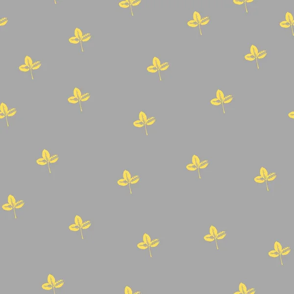 Бесшовный Рисунок Отпечатками Желтых Листьев Модном Сером Фоне Гранж Лист — стоковое фото