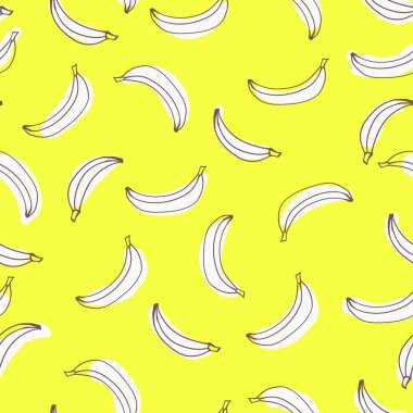 el yapımı muz desenleri, sarı arka planda şekillendirilmiş ana hatlı muzlar
