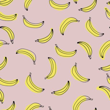 el yapımı muzlar, pastel pembe arka planda stilize edilmiş muzlar.