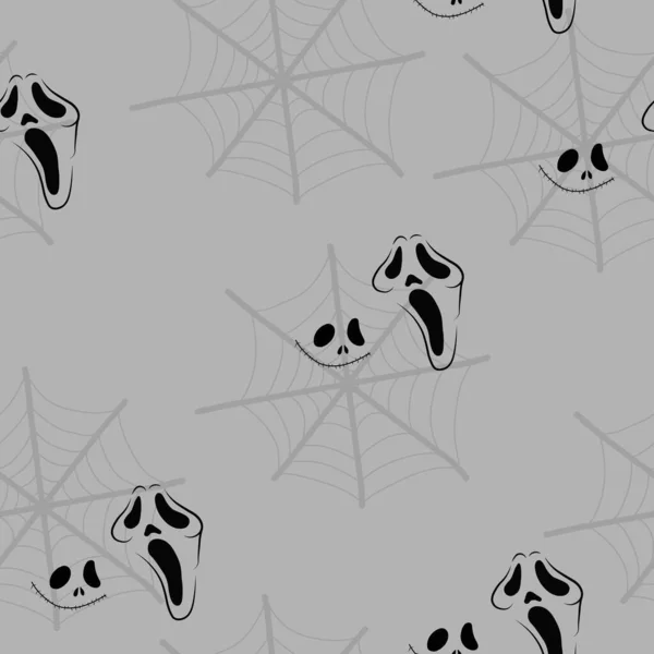 Scared Ghosts Gray Background Simple Pattern Printing Fabric Banners Halloween — Stock Vector