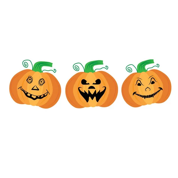 Tres Caras Fantasmas Calabaza Aterradoras Divertidas Para Halloween Conjunto Caras — Archivo Imágenes Vectoriales