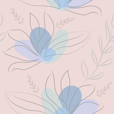 Pembe çıplak arka planda soyut desenler, kumaş, kağıt, albüm kapakları ve davetiyeler için bitkisel baskılar