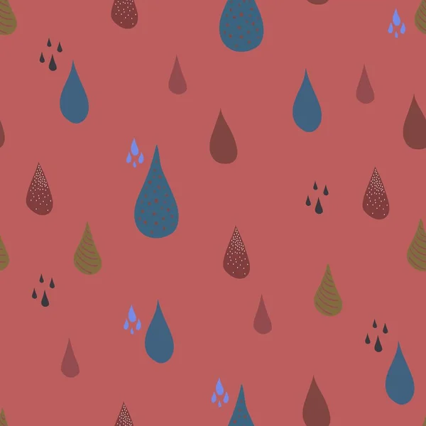 Padrão Abstrato Bonito Gotas Multicoloridas Fundo Vermelho Moda Impressão Simples — Vetor de Stock