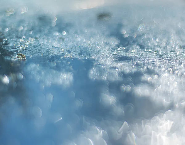 Schimmernder Heller Weihnachtlicher Hintergrund Mit Defokussiertem Bokeh Wintereis Hintergrund Mit — Stockfoto