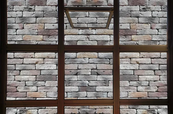 Open window to the brick wall. No freedom — Stock Photo, Image