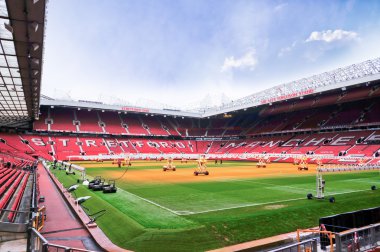 Manchester, İngiltere - 17 Şubat: Manchester, İngiltere Old Trafford stadyum üzerinde 17 Şubat 2014. Eski Trafford stadyum Manchester United ev.