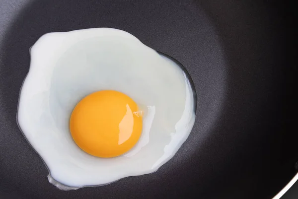 Kızartma tavasındaki sahanda yumurtanın yakın görüntüsü.