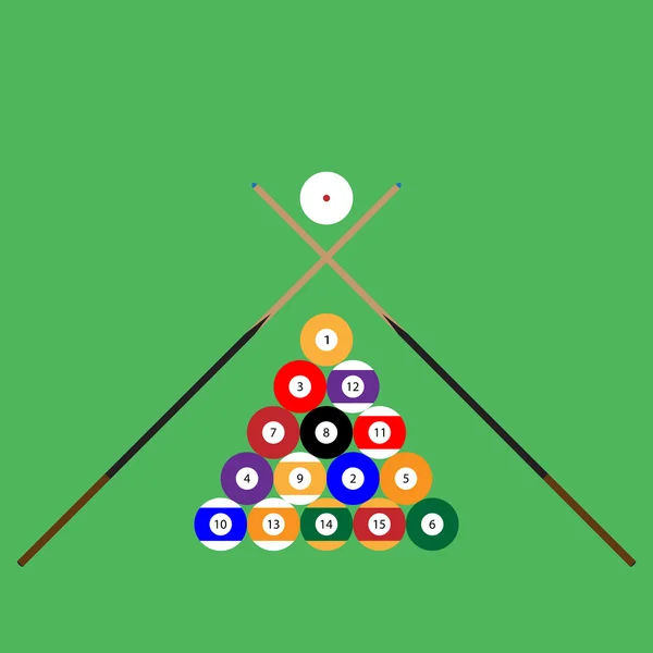 Snooker koule sadu objektů Cue — Stockový vektor