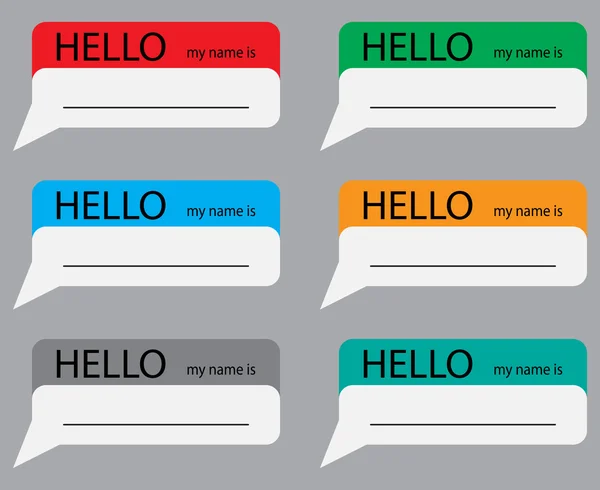 Hello my name is sticker set color Stock Illustration