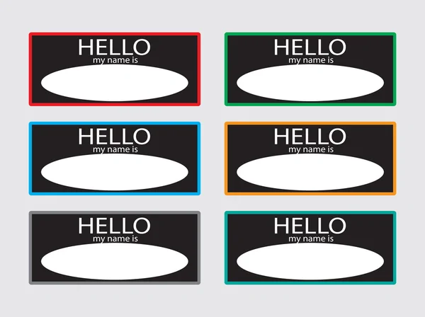 Hello my name is sticker badge set black Vector Graphics