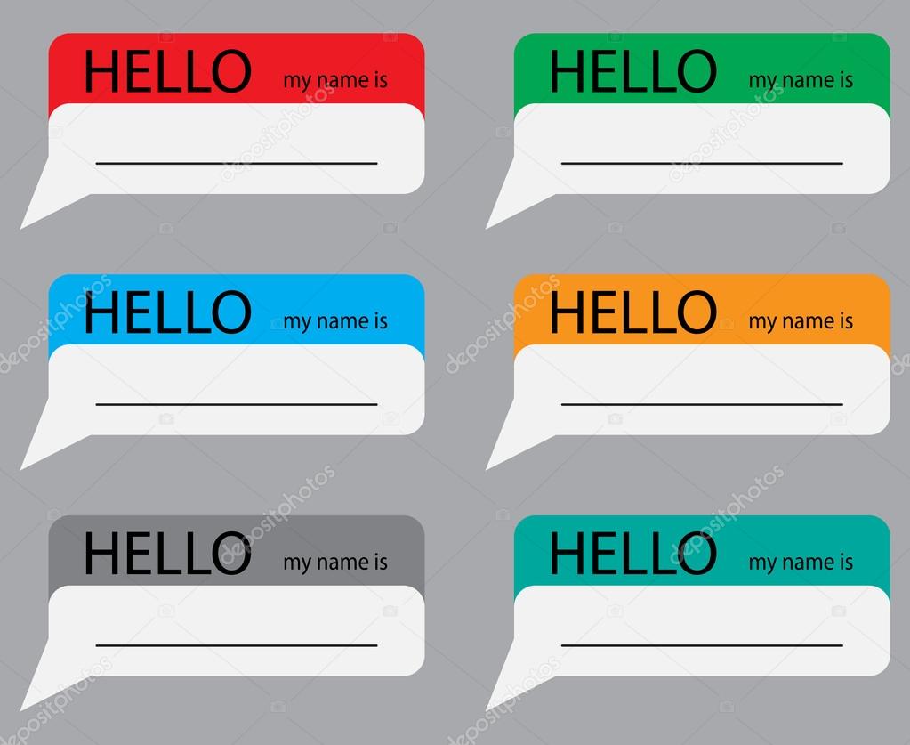 Hello my name is sticker set color