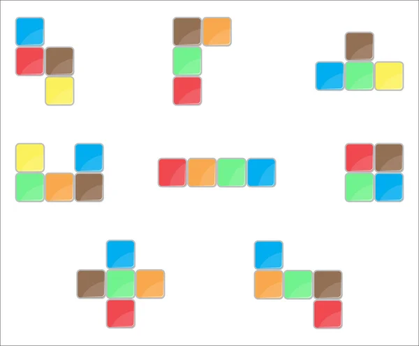 Tetris element set color design — Stock Vector