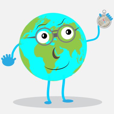 Character globe with compas clipart