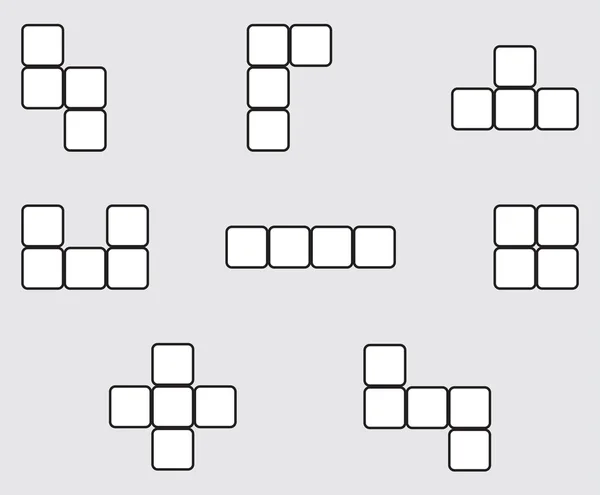 테트리스 요소 세트 선형 디자인 — 스톡 벡터