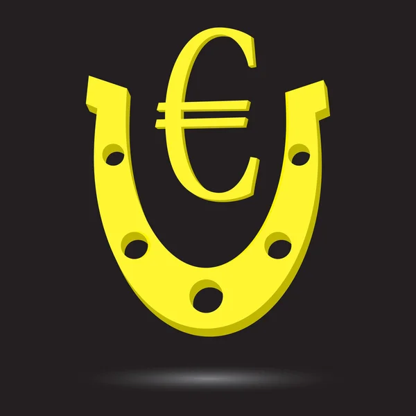 Zlatá podkova s symbol zlaté euro — Stockový vektor