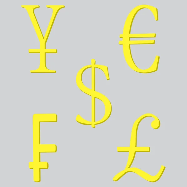 Symbol money set golden — Stock Vector