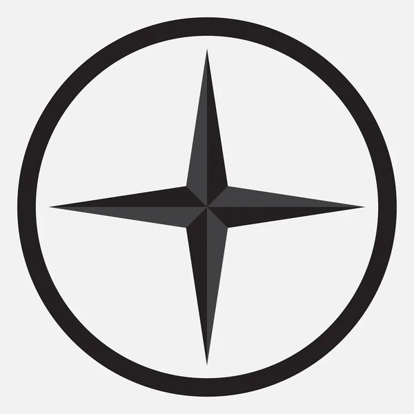 Pusula yıldız simgesini tek renkli siyah beyaz