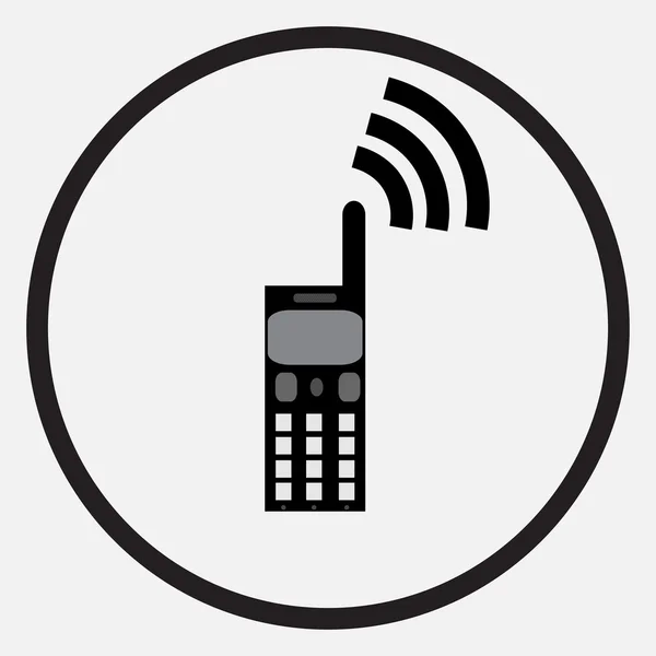 Icona del telefono cellulare monocromatico bianco nero — Vettoriale Stock