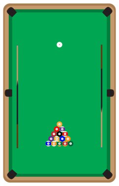 Bilardo masasında top ve ıstaka