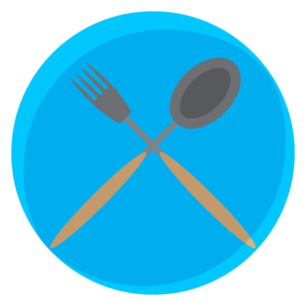 Lepel en vork gekruiste pictogram — Stockvector