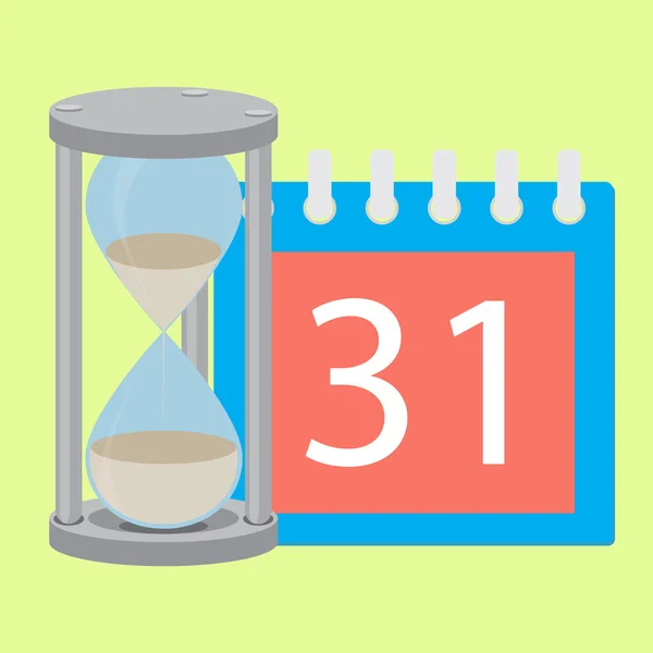 时间规划的沙漏的截止日期和日历 — 图库矢量图片